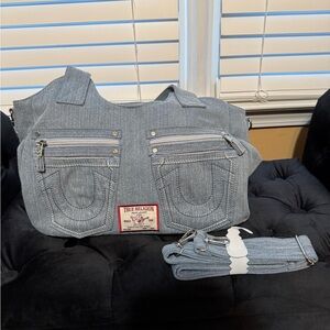 True Religion Light Blue Denim Bag